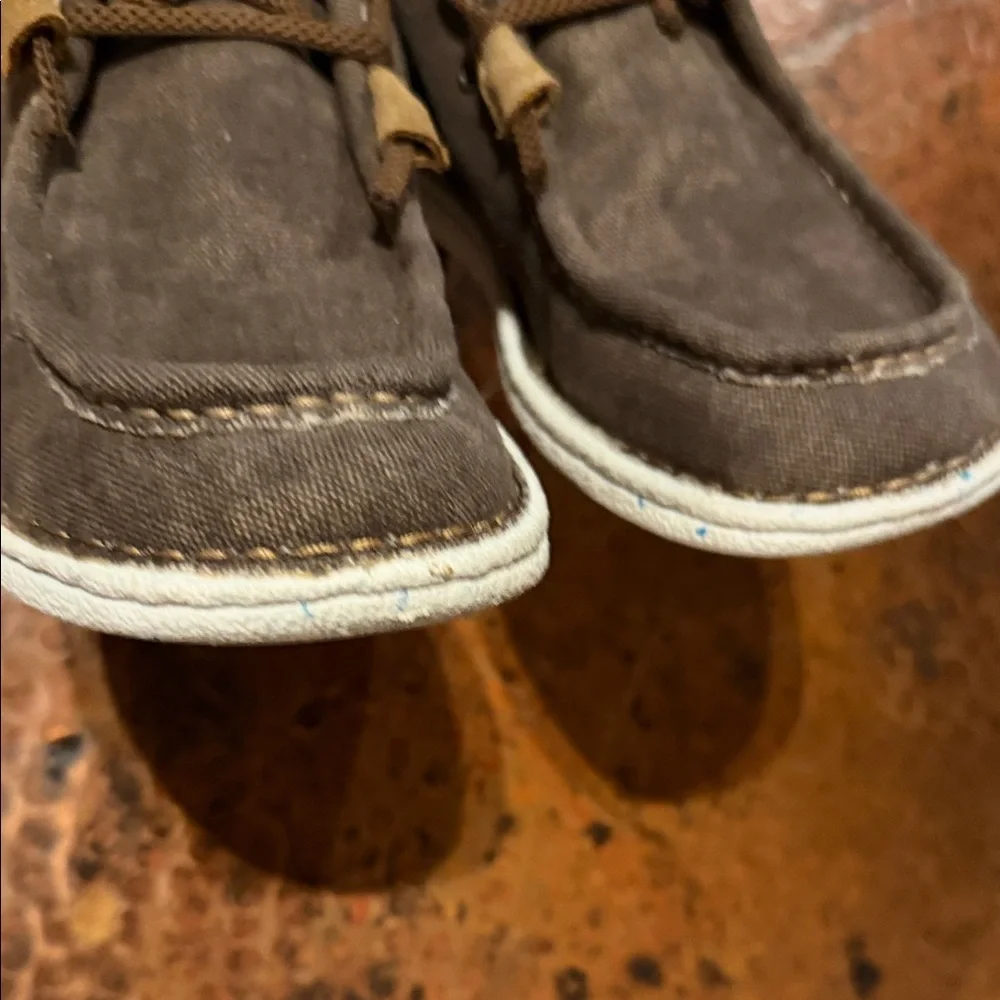 Justin Mens JL160 Brown Canvas Leather Cactus Lining Casual Boat Shoes Size 9M